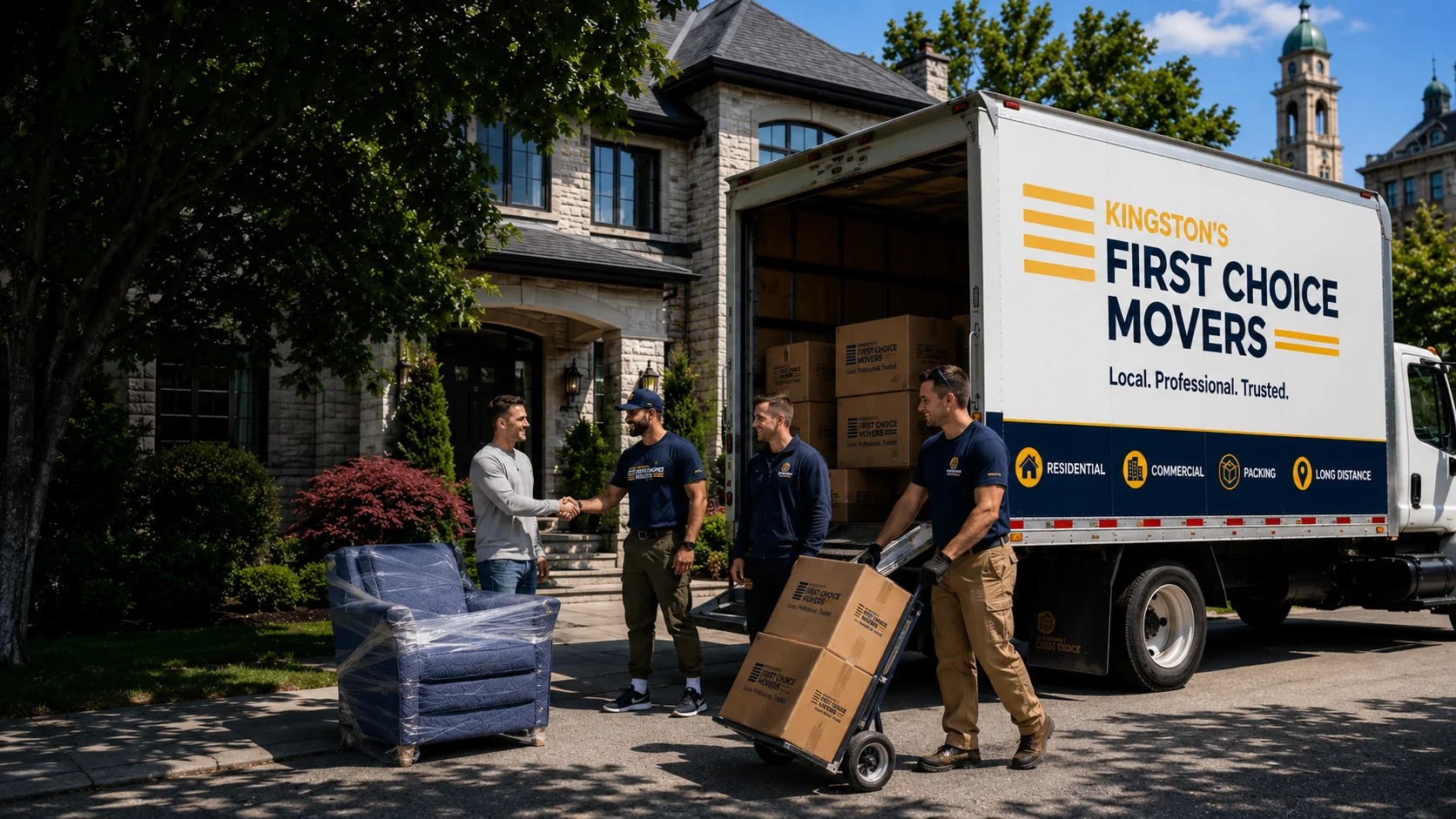 Moving truck and crew serving Amherstview
