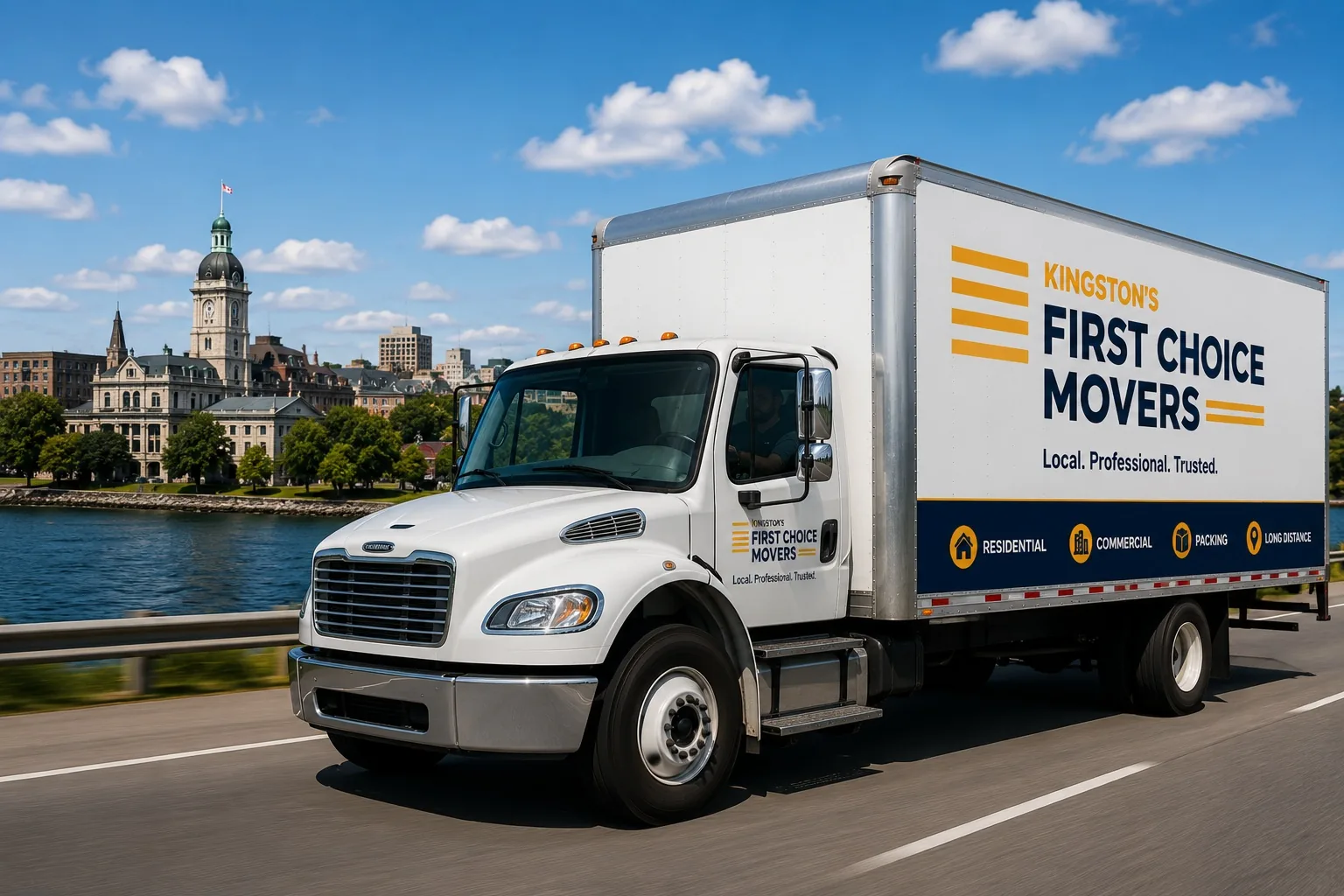 Moving truck and crew serving Kingston